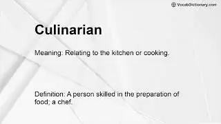 Culinarian Meaning
