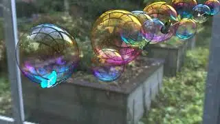 シャボン玉とモルフォ蝶(glass_passage) ／ soap bubbles and morpho butterflies