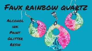 Easy faux rainbow quartz gemstones- polymer clay, alcohol ink, paint, resin & glitter - tutorial