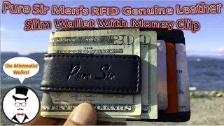 Pure Sir Men's RFID Genuine Leather Slim Wallet With Money Clip