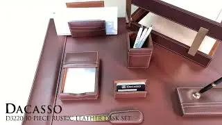 Rustic Brown Leather 10-Piece Desk Set (D3220)