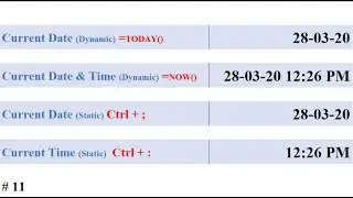 How to get Current Date & Time in Excel using Formula and Shortcuts (Both Dynamic & Constant)