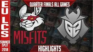 MSF vs G2 Highlights ALL GAMES | EU LCS Playoffs Quarter-final Summer 2018 | Misfits vs G2 Esports