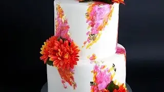 painted two tier engagement / wedding cake- Rosie's Dessert Spot