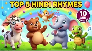 10 Minutes Non-Stop Hindi Rhymes for Kids 🎶 | Fun & Learning Songs