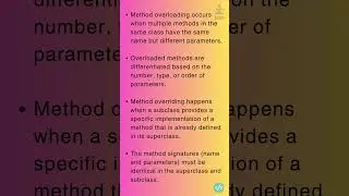 What is the difference between method overloading and method overriding? #java #javabasics