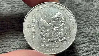 1985 Mexico 200 Pesos Coin - 75th Anniv. Mexican Revolution &bull;&nbsp;Values, Info, Mintage, History, & More