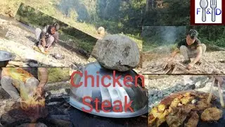 chicken steak on natrural stone with nature veiw and beauty...😘😊