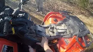Pt.1 - XMR 570 Catches FIRE !! at Red Oak Hollow ATV Trails!! 12-28-2019
