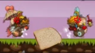 itzy and toast fighting over a piece of bread but the quality is terrible
