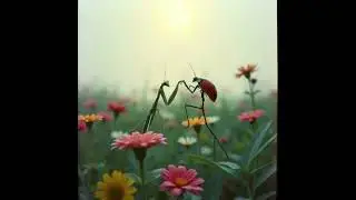 Praying Mantis and Ladybug