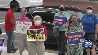 Labor unions rally in Springfield for safer working conditions during the pandemic