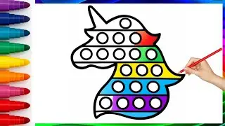 Unicorn Pop It Drawing,Painting and Coloring for Kids & Toddlers|How to Draw Unicorn Pop It