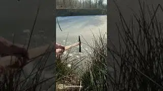 Ice fishing on a frozen lake 🧊⛏ #fishing #icefishing