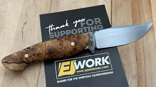 Unboxing - EJWork Poplar Burl ClipPoint Fixed Blade Knife 🤩