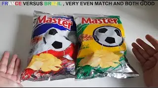 Master Chips World Cup themed Potato chips, France and Brazil flavors.