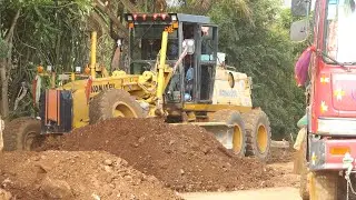 EP15: Amazing Earth Foundation Construction By KOMATSU GD670A Motor Grader & Road Roller Compaction