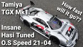 Highly modified Tamiya TGX mk1 speedrun car w/Hasi tuned O.S Speed 21-04, insane power! CLK GT-R