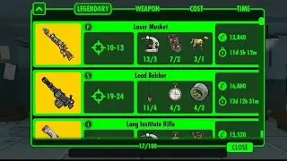 Legendary Weapons Crafting 60000caps! There's a huge list.☢️