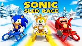 Sonic, Tails and Knuckles Battle in a Crazy Snow Sled Race ❄️🛷⚡ | Funny Sonic Stories