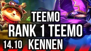 TEEMO vs KENNEN (TOP) | Rank 1 Teemo, 2000+ games, 10/3/8, Dominating | NA Challenger | 14.10