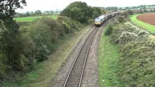 Mendip Rail Class 59 joins the single track line at Thingley Junction 18.10.10