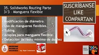 35 Solidworks Routing Parte 3/3 . Manguera Flexible y tubing.