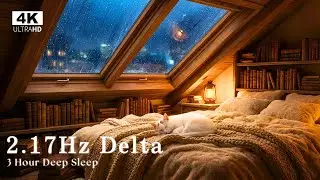 3 Hours Deep Sleep & Anxiety Relief 🌧️ 2.17Hz Delta Waves | Attic Rain Sanctuary