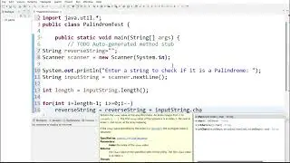 Java Program to check Palindrome string using 'for loop'