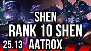 SHEN vs AATROX (TOP) | 9/3/15, 36k DMG, Rank 10 Shen, Dominating | EUW Challenger | 25.13