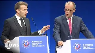 FULL PRESSER: German Chancellor Merz & French President Macron Address at EU Digital Summit | AC1E