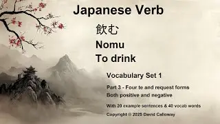 Japanese Verb: 飲む (Nomu - To drink): Part 3 - Te and Request Forms. Vocabulary Set 1