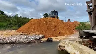 Video Processing Connection 100% Complete Road To Drainage System By Dump Truck And Bulldozer DH17C3