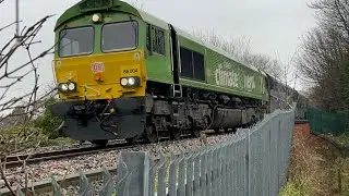 &ldquo;I&rsquo;m a climate hero&rdquo; 66004 DB cargo 6B63 with 24 Drax biomass wagons 11;17 17/1/2026