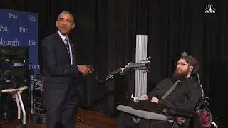 Nathan Copeland shakes Barack Obama's hand with Blackrock Neurotech's BCI: The NeuroPort Array