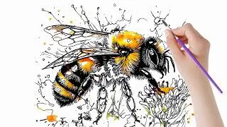 how to draw honey bee easily #viral #trending #drawsocute