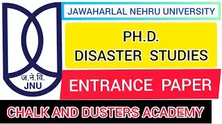 DISASTER STUDIES PH.D. ENTRANCE PAPER