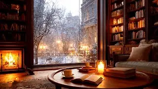 Late Night Christmas Jazz ☕ Fireplace Sounds with Relaxing Rain 1
