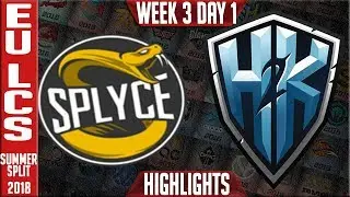 SPY vs H2K Highlights | EU LCS Summer 2018 Week 3 Day 1 | Splyce vs H2K