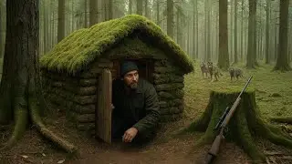 Cozy Bushcraft Shelter Built from Wood & Moss | Safe Wilderness Hideout