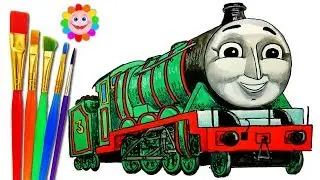 How to DRAW Train Thomas and Friends TRAINS Video for KIDS Coloring Pages HENRY