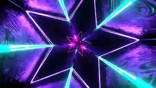 Turquoise and Purple Rotating Abstract Tunnel Star Shape Background VJ Loops