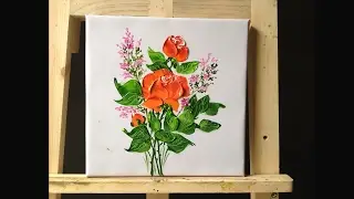 How to Paint  Roses in Acrylics with Palette Knife lesson 3