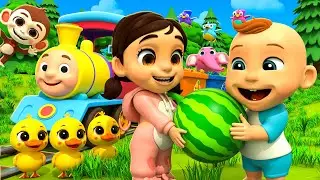 Juego de frutas y animales coloridos en el trencito infantil | Canciones infantiles de LuLu LaLa