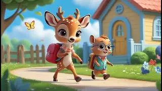 Baby Deer Goes to School 🦌🎒 | Fun Nursery Rhyme Cartoon for Kids