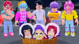 FIVE HANDSOME SAJA BOYS ADOPT BABY RUMI & BABY MIRA IN ROBLOX! (Kpop Demon Hunters)