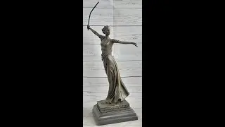 Athena Goddess Female Figure with Sword Bronze Statue Sculpture on Marble Base YRD-1316