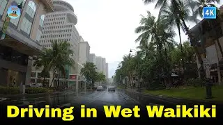 Waikiki Driving | Rain in Waikiki | Kalakaua Ave | Kuhio Ave 🌴 Hawaii 4K Driving