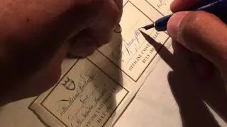 1.5mm copperplate script with a Joseph Gillott 303 and Winsor&Newton Gouache for Buly candles