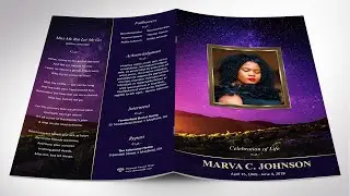 Vineyard Funeral Program Word Publisher Template | 4 Pages | editable Colors | Bi-fold to 5.5&rdquo;x8.5&rdquo;